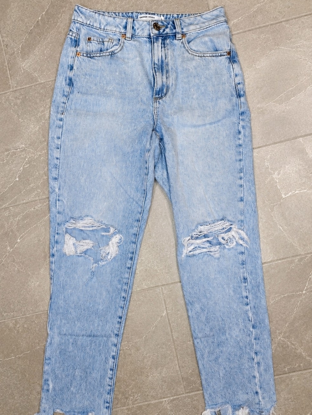 Garage Light Blue Straight Distressed Jeans